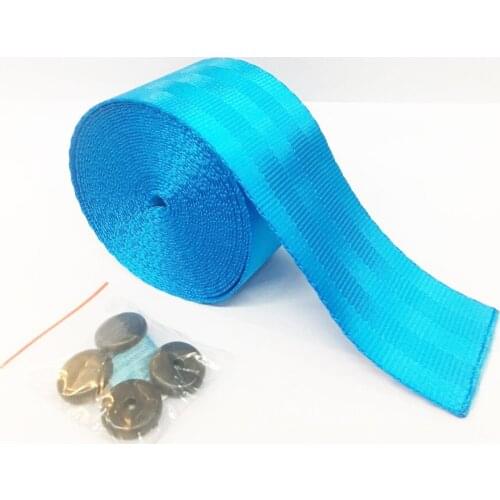 4.8*36 Sky Blue Sport Car Safety Belt Kit Front 3 Point Retractable Vehicle Seat Belt