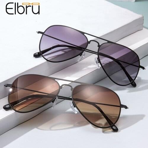 Elbru Bifocals Near And Far Reading Glasses Women Men Fashion Ultralight Metal Pilot Presbyopia Eyeglasses Diopters +1.0 +3.5