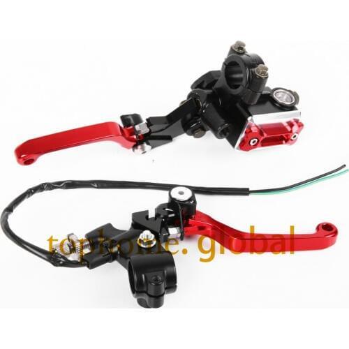 CNC 7/8" Brake Master Cylinder Pressure Switch Reservoir Levers Dirt Pit Bike Set Red For Honda CR125R CR250R 1992-2003 2002 01