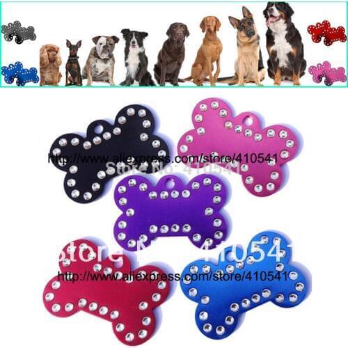 DHL Free Shipping Pet Product 40*27MM Rhinestone Pet Tags Personalized Dog Name Tags Cat Dog ID Tags Pendant For Animal