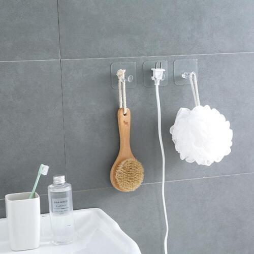 Home Decor Transparent Strong Self Adhesive Door Wall Hangers Towel Handbag Hooks Plug Hook For Kitchen Bathroom Accessories