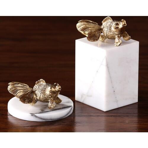 European creative Pure copper goldfish ornaments Living room model between the soft assembly jewelry Marble gasket
