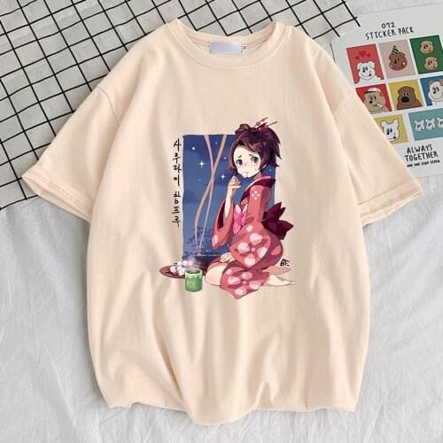 Japanes Cartoon Character Printing Mens T Shirts Style Oversize T-Shirt Fashion Crewneck Tshirt Simplicity Loose Man Tees Shirt