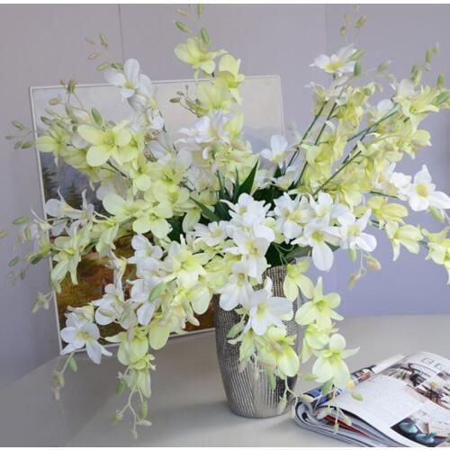 Artificial Orchid Flowers Branch Silk Flower For Home Wedding Garden Decoration Dining Table Decorative Flower