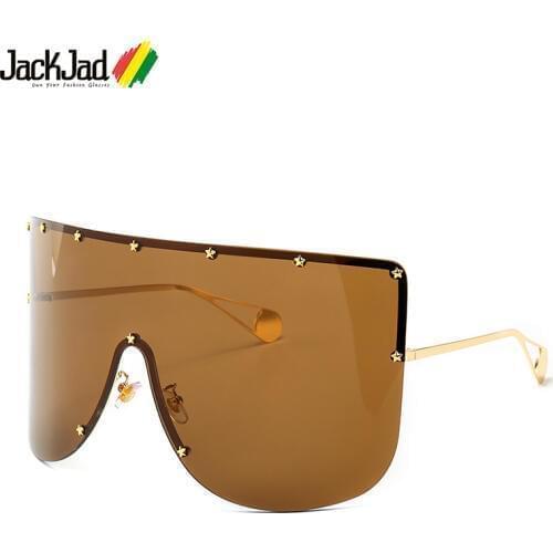 JackJad 2020 Fashion Oversized Mask Shape Shield Style Sunglasses Cool Pentagram Rivets Brand Design Sun Glasses Oculos De Sol