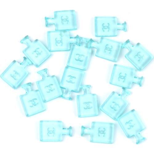 20Pcs Aqua Blue Resin Perfume Bottle Decoration Crafts Flatback Cabochon Kawaii DIY Embellishments For Scrapbooking Accessories