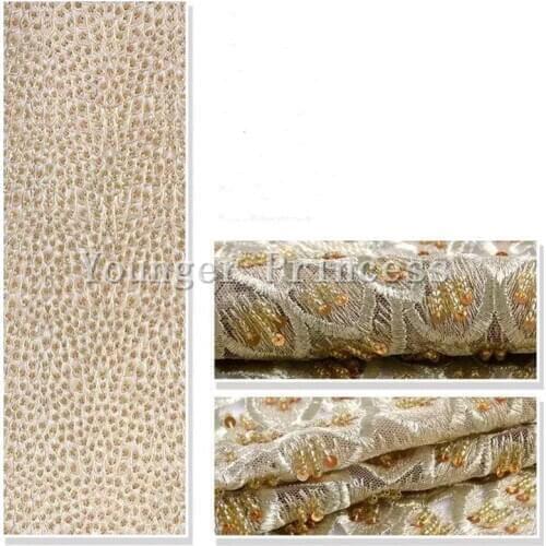 Pretty flower Embroidered tulle mesh fabric Fashion lace fabric YG-751 for party dress with a lot of beads