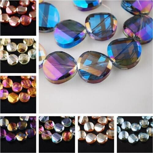 Twist Coin Shape Faceted Crystal Glass 12mm 14mm 18mm Loose Crafts Beads for Jewelry Making DIY