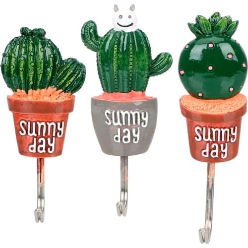 Sticky Strong Viscose Stainless Steel Hooks Seamless Stick Hook Clothes Towel Pineapple Cactus Free Nail Hook Creative