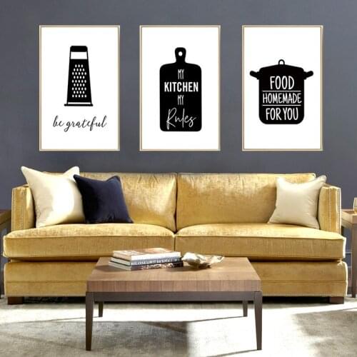 Kitchenware Wall Art Canvas Painting Kitchen Quote Posters And Prints Black White Wall Pictures Modern Kitchen Decoration