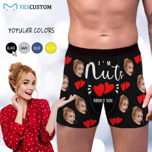 M Yescustom Custom Face Best Love Heart Mens Print Boxer Personalize Photo Briefs Valentines Day Gift Cotton Casual Underwear