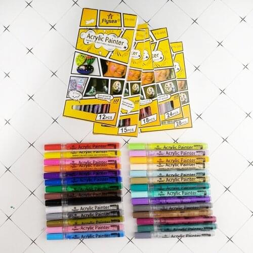 Colored Paint Marker Acrylic Paint Pen Set Permanent Water-based Drawing Christmas Decoration Graffiti Pennen Art Supplies