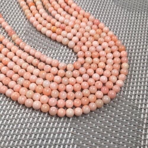 Natural Pink Coral Beads Round Loose Beads for Making Womne DIY Bracelet Necklace Jewely Beads Exquisite Gift Size 4mm
