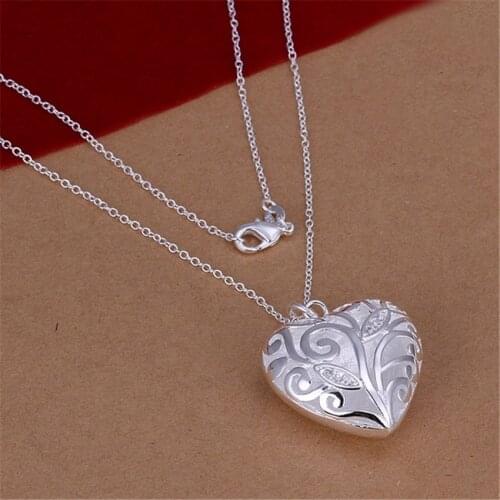 New Listing Hot selling silver color Crystal beautiful heart charms Necklace Fashion trends Jewelry Gifts