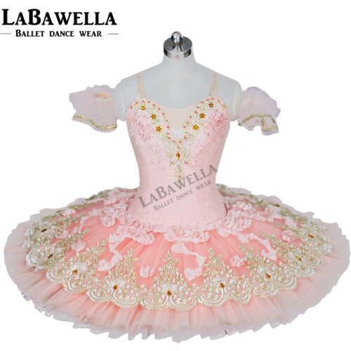 Sugar Plum Fairy Professional Pancake Tutu Peach Pink Women Flower Adult Girl Ballerina Platter Performance Tutu Costume BT9028