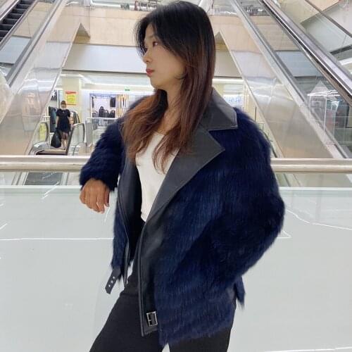 Genuine Fox Fur Coat Female Fashion Casual Warm Sheepskin Jacket Plus Size Overcoat 2021 New Arrival