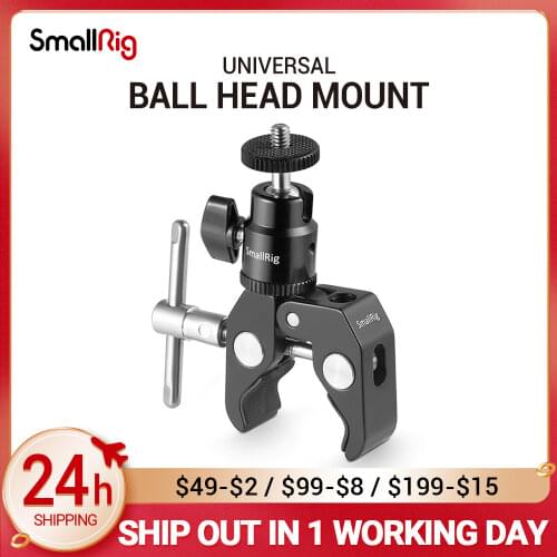 SmallRig DSLR Camera Super Clamp Holder w/ Ball Head Mount Hot Shoe Adapter For Gopro ,Camera Light , Monitor Attachment - 1124