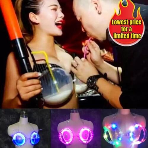LED luminous bra nightclub cocktail bra wine feeding bra bar KTV atmosphere props luminous clothing female party decorations