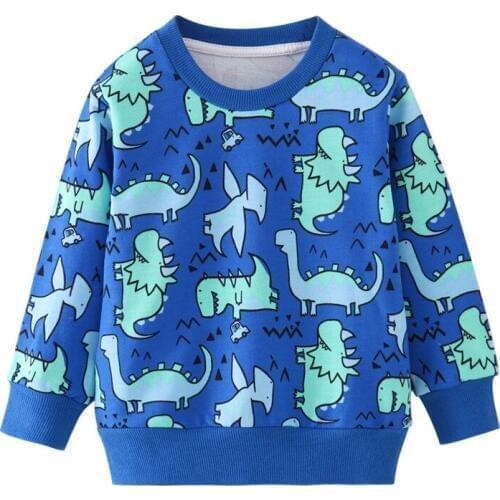 Funnygame Dinosaurs Baby Sweatshirts Long Sleeve Boys Girls Clothes for Autumn Spring Children Top Hot Selling Animals Shirts