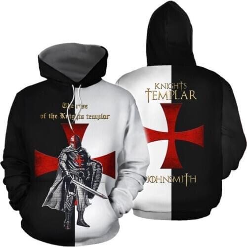 White Knights Templar 3D Printed Men Women Fashion Casual Hooded Sweatshirts Streetwear Oversized Pullover Outerwear