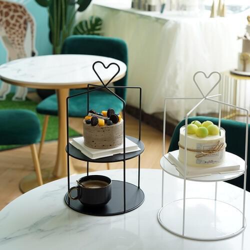 SWEETGO 2 layers storage racks cake stands Tableware storage shelf 38cm home decoration white/ black dessert frame