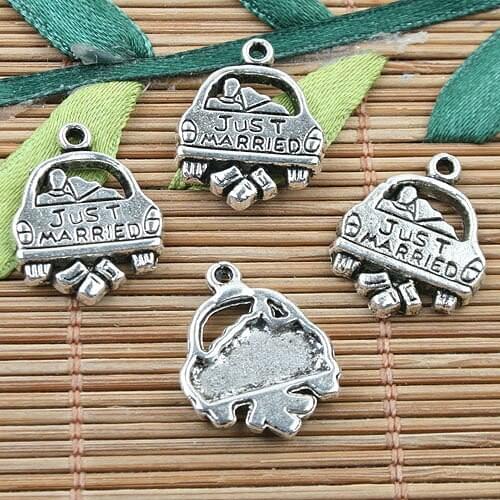 Tibetan Silver color JUST MARRIED design charms 24pcs EF0069