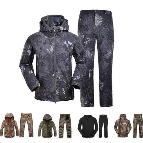 Outdoor Sport Softshell Jackets And Pants Men Hiking Hunting Clothes Camouflage tactical Sets Camping Hunting Suits