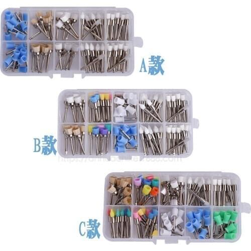 Dental Polisher Tool Kit Dental Polishing Brush Polisher Prophy Rubber Cup Latch Colorful Buff Nylon Bristles