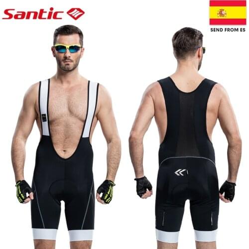Santic Men Cycling Bib Shorts 4D Cushion Padding Triathlon Bib Shorts Bicycle MTB Road Bike Bretelle Ciclismo Cycling Shorts