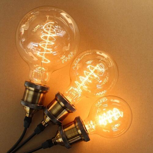 Vintage Loft Retro E27 Spiral Incandescent Light Novelty Fixture Glass G95 Edison Bulbs 40W 110-240V Pendant Lamps Lighting
