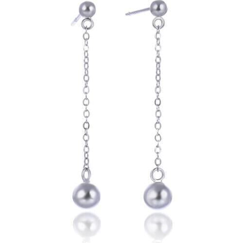 YJAR001799 Fashion Women Jewelry S925 Sterling Silver Round Bead Eardrop Girls Tassel Fashion Earrings