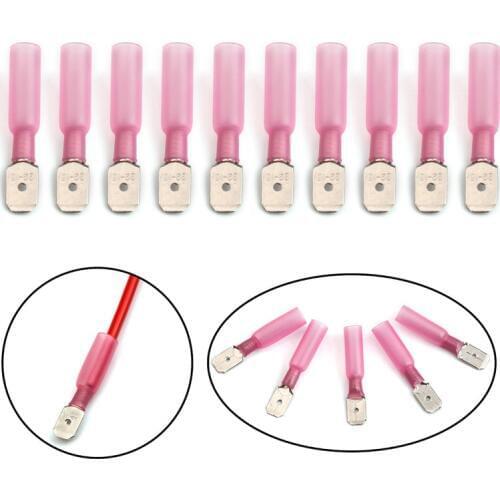 YT 10PCS Heat Shrink Spade Connectors Terminals Kit Waterproof Insulated Butt Cable Wire Connector Crimping Terminal AWG 22-18
