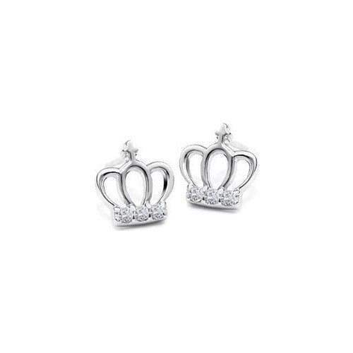 REETI New Hot Fashion 925 Sterling Silver Crystal Crown Earrings for Women Girls Gift Fashion Statement Jewelry