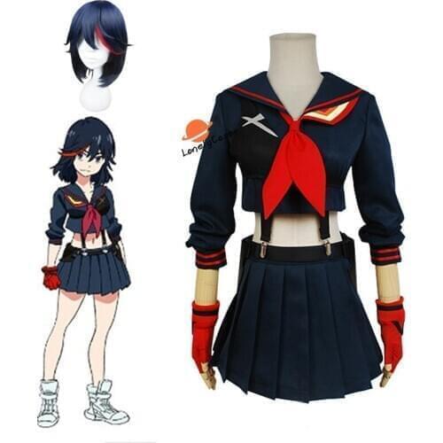 Anime KILL la KILL Matoi Ryuko Cosplay Costume Blue Wig Sailor Suit Women Girls Skirt Dress Halloween Christmas Party Uniform