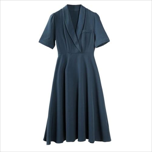 Womens Spring Summer 2021 New Blue Color Dress Fashion All-match Waist Big Swing Dresses Female Long Skirt Lady Skirts