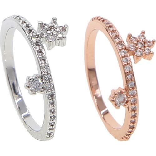 Delicate Small Cubic Zircon Crystal Ring Rose Gold Thin Ring for Women Fashion simple midi finger elegance tiny cz star ring