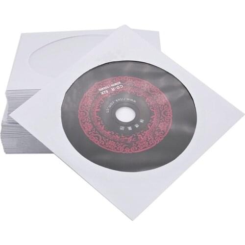 100Pcs White Disc Paper Cardboard Envelopes Paper Storage Holder Covers Anti-static Container 8/12cm Disc Organizer 95AF