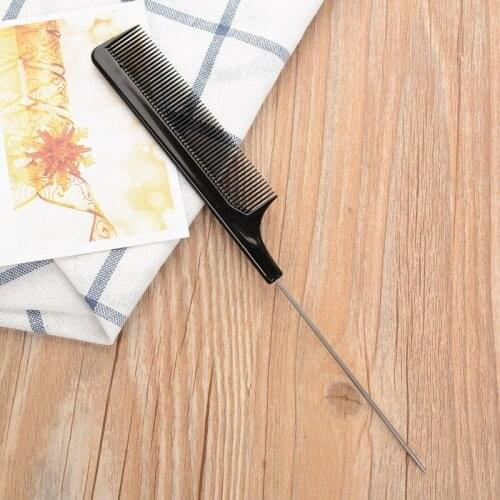 2021 Hot Sale Hair Styling Rat Tail Comb Brush Fine-tooth Metal Pin Hairdressing Black Plastic Fine-tooth Hair Comb Beauty Tools