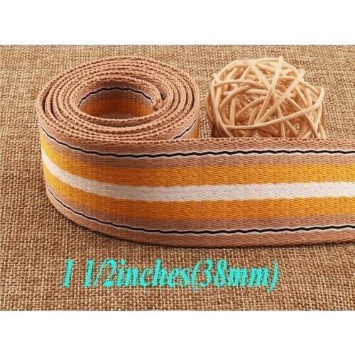 38mm Smooth Wbbing Strap Webbing Orange White Khaki Striped Bag Purse Straps Totes Belts Tape Bag Handle Camera 1 1/2" Webbing
