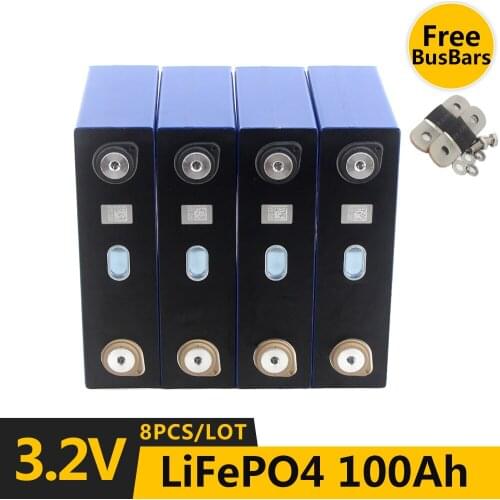 8PCS 3.2V 100AH LIFEPO4 24V FOR ELECTRIC BICYCLE/EV/SOLAR SYSTEM LITHIUM BATTERY 100AH EU US TAX FREE