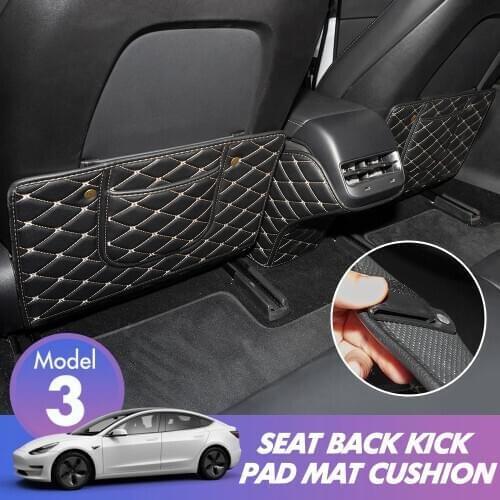 Heenvn For Tesla Model 3 Accessories Seat Back Leather Anti Kick Pad Protector Waterproof Child Anti Dirty Protection Car 2020