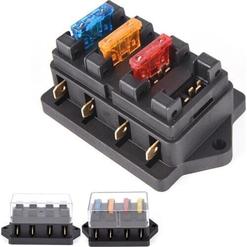 Car 4 Way Circuit Standard ATO Blade Fuse Box Block Holder 12V/24V+4 Way Fuse