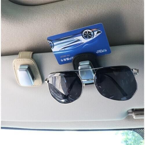 Genuine Leather Car Sunglasses Holder Glasses Storage Clip For Audi Bmw Auto Interior Organize Car Sun Visor Eyeglasses Case Bag