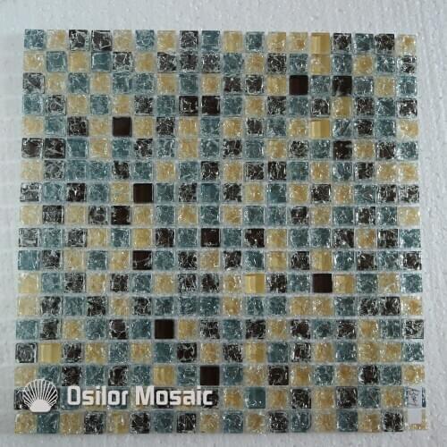 Free shipping cracked pattern glass crystal mosaic tile for bathroom or living room wall tile