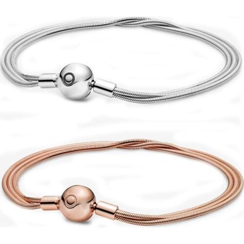 2021 New Free Shipping 925 Sterling Silver Moments Multi Snake Chain Bracelet Fit Original Charm For Women DIY Jewelry S925 Bead