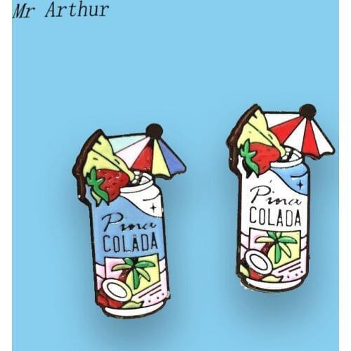 Pina Colada Enamel Pin Feeling Cool Breezes Brooch Backpack Clothes Lapel Delicious Drink Jewelry Gift for Friends