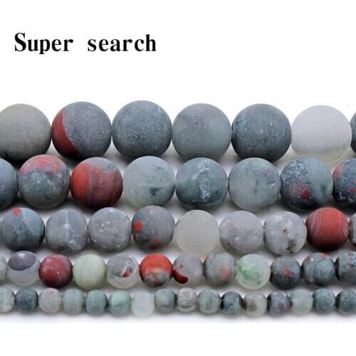 Beads Natural Stone Matte African Blood Stone Round Gem Beads 4 6 8 10 12MM Loose Beads DIY Bracelet Necklace For Jewelry Making