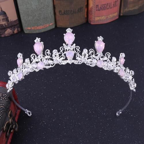 Cenmon Cute Pink Crystal Bridal Crowns For Women 2019 New Rhinestone Pageant Tiara Diadem Hair Ornament Wedding Hair Accessories