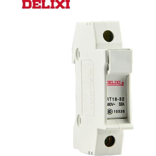 DELIXI RT18-32 Fuse AC 380V 32A 380V DIN Rail Mount cylinder base Suitable for 10x38MM FUSE Without indicator light