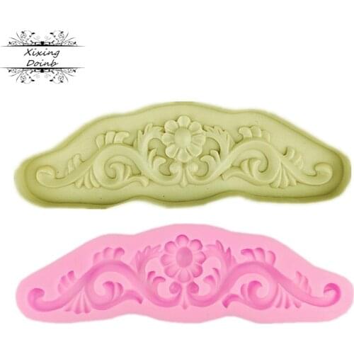 Long strip lace Flowers wedding sugar decoration tools for cake turning edge DIY fondant cake tools silicone mold